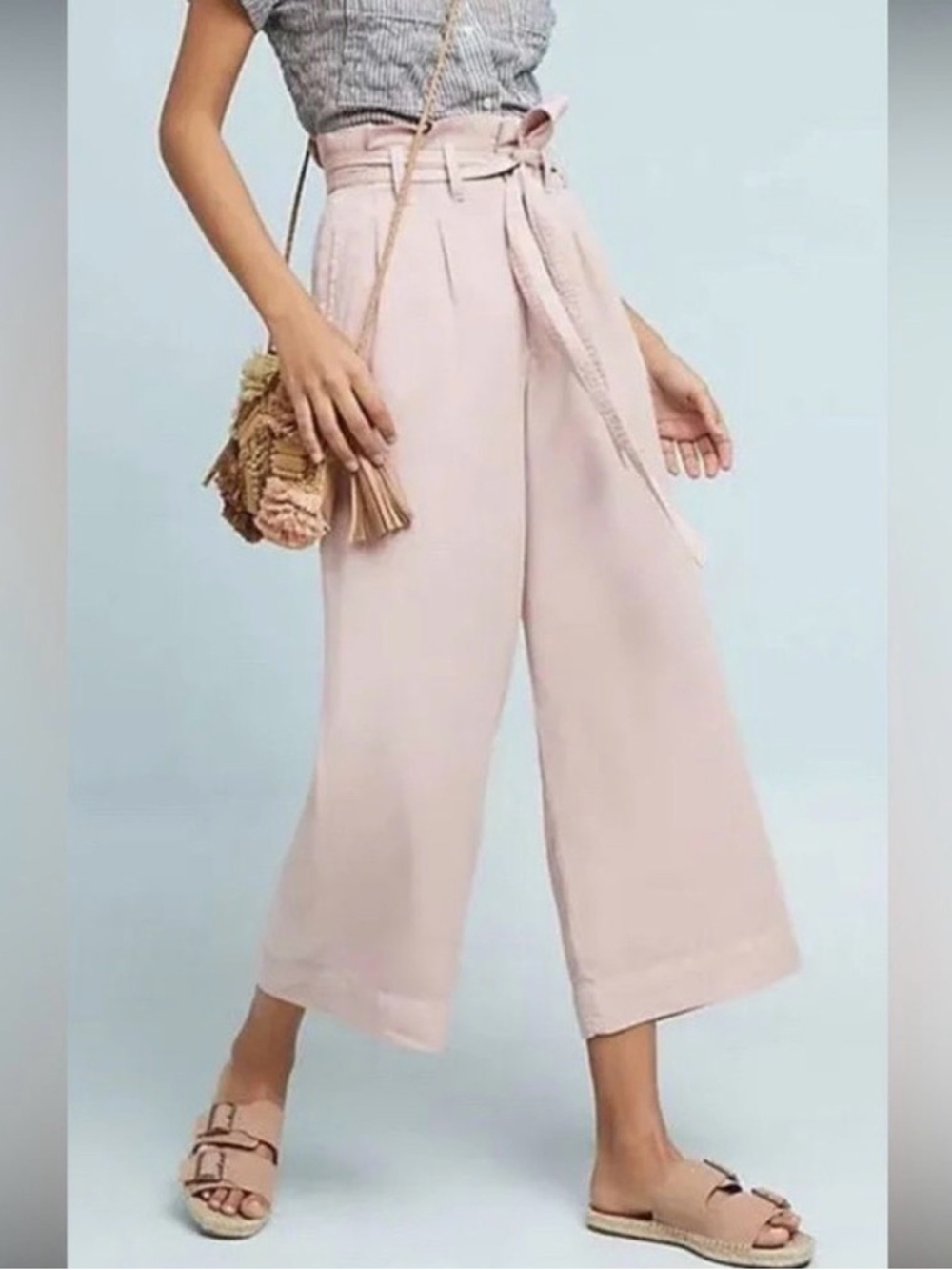 Anthropologie Wide Leg High Waisted Crop Pants